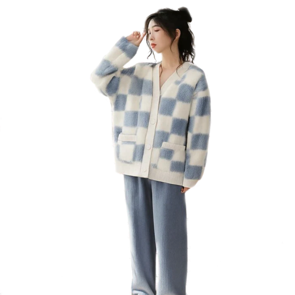 Fleece Trouser Shirt Grey & Cream