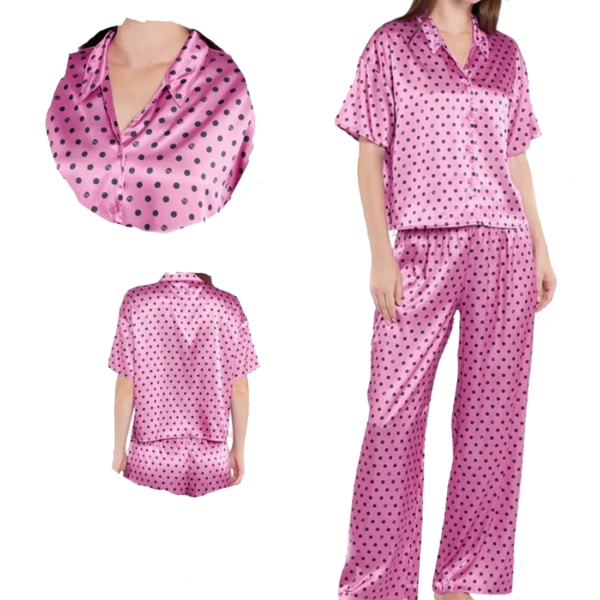 Silky Baby Pink Dotted Pajama PJ Night Suit