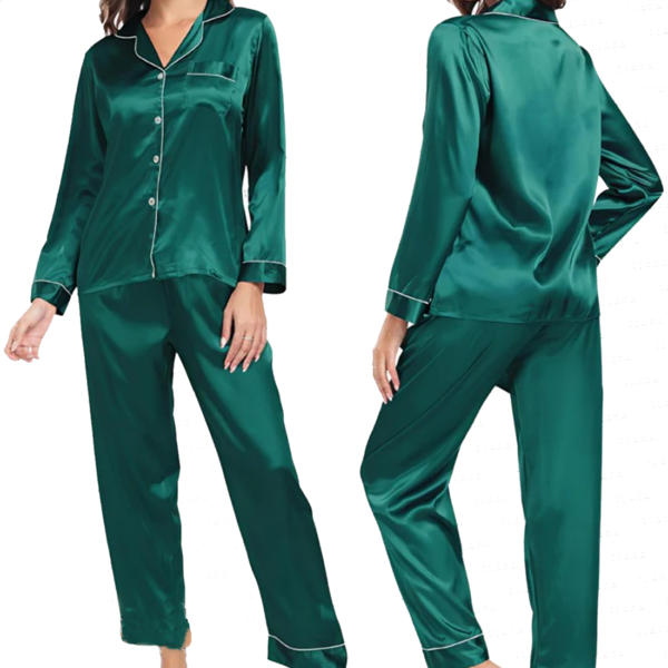 Silky Royal Green Pajama PJ Night Suit