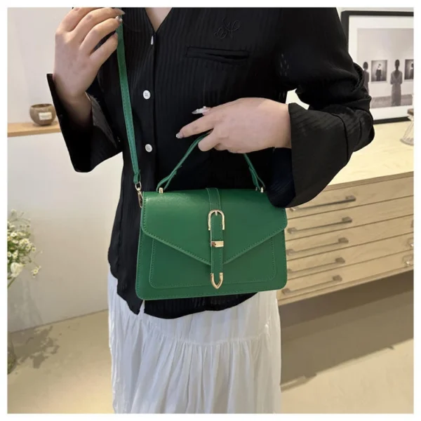 Vintage Magnetic Buckle Shoulder Bag with Adjustable Strap