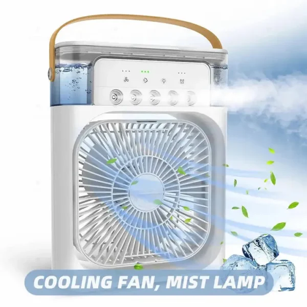 Portable Mini Air Conditioner. 4‑in‑1 Cooler, Mist, Humidifier & LED Night Light.